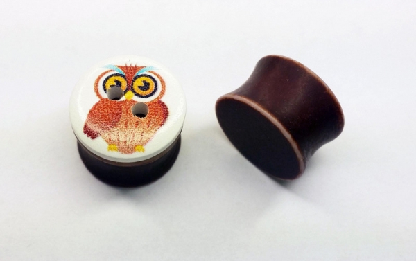 Eulen Knopf Plugs 16mm Paar 1,6cm Tunnels Plug owl